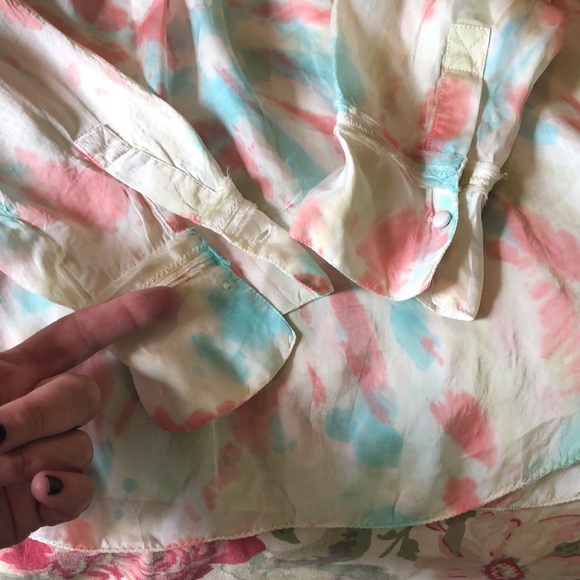 ZADIG & VOLTAIRE size Medium Popover Ethereal TieDye Round Hem Soft VNeck $289 - Picture 13 of 13